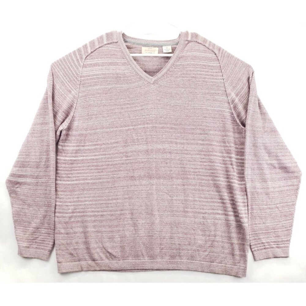 Vintage Weatherproof Sweater Mens XL Pink Cotton Long Sleeve V-Neck Pullover